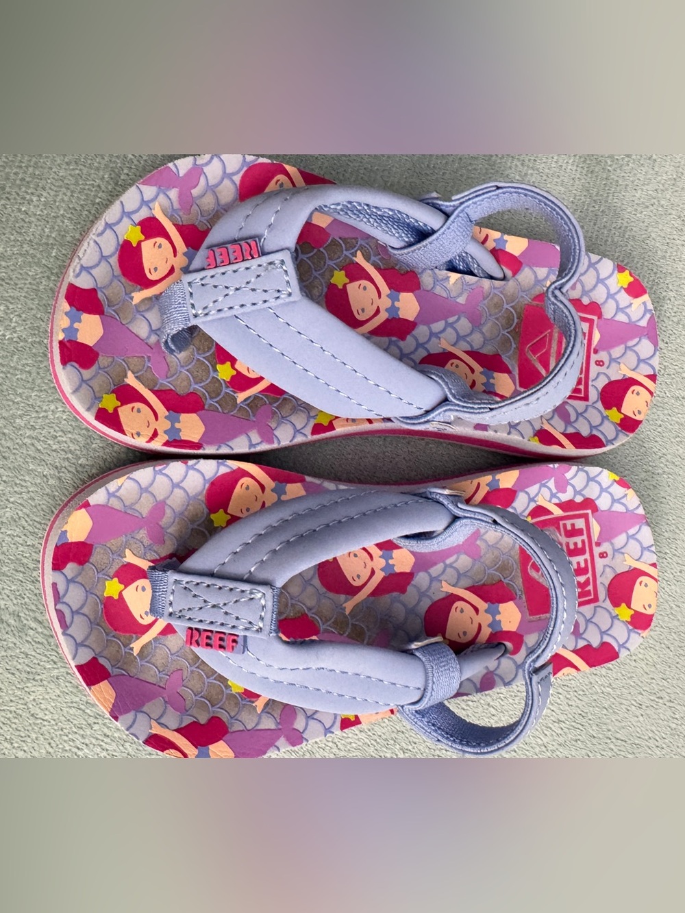 Reef Kids Lavender Mermaid Print Flip Flops